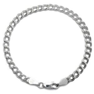CHARMING STERLING SILVER DOUBLE LINK CHARM BRACELET 5MM 070 GAUGE